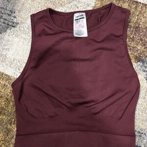 Gymshark Maroon High-Neck Seamless Crop Tank
